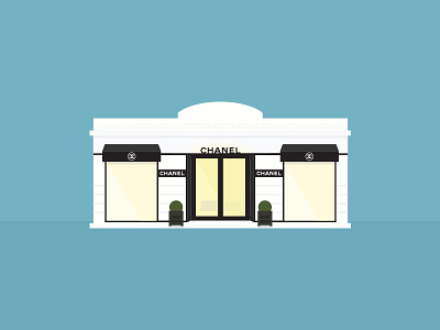 Chanel Storefront building chanel flat front illustration store vector