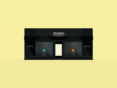 Hermes Storefront 2 building flat front hermes illustration store vector