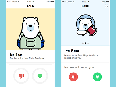 Daily UI #006 — User Profile app dailyui dating flat ice bear illustration ios tinder we bare bears