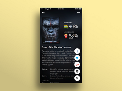 Daily UI #010 (FINAL) — Social Share app buffer dailyui facebook google interface ios mobile movies social share twitter