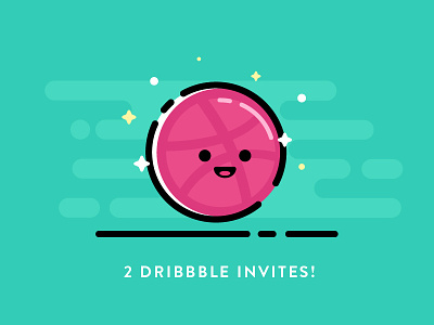 2 Dribbble Invites! ball cute dribbble face illustration invitation invite