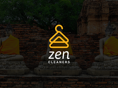 Zen Cleaners buddha cleaner laundry logo simple zen