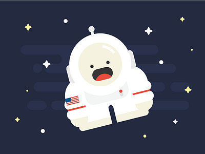 Yeti in Space astronaut character flat illustration space yeti