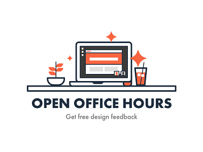 Open Office Hours with TomYum computer desk flat hours illustration office