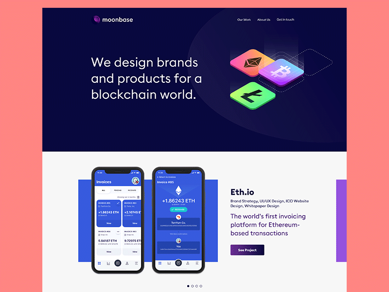 Moonbase agency bitcoin blockchain cryptocurrency design design agency ethereum product design ui ux website website design