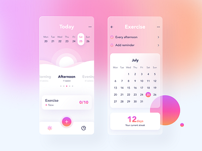 Habit Tracker app app design gradient mobile mobile app pink product design ui ux white