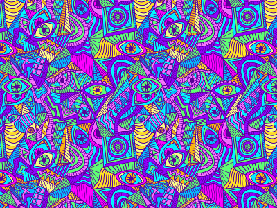 Abstract Psychedelic/Trippy Seamless Pattern abstract art color colorful fun funky hippie illustration pattern psychedelic retro seamless pattern trippy vintage