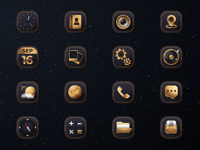 Smartphone 3d Icon Set with Gold Color