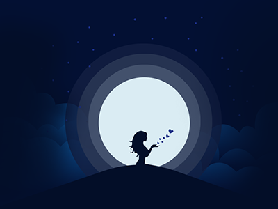 Girl with moon on mountain adobe illustrator adobe photoshop girl moon mountain