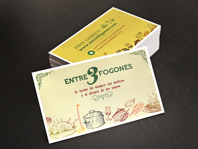 Entre 3 Fogones business card design doodle identity