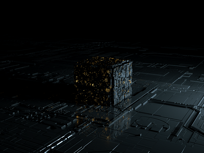 Sci - fi cube 3d c4d displacement octane render otoy sci fi