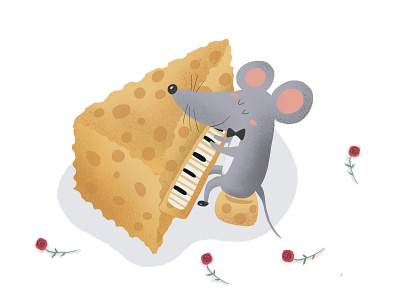 Play the piano cheese illustraion piano