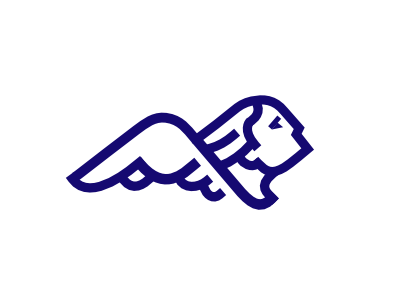 Icarus design face grid icarus line logo process wings