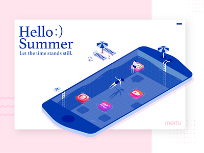 Hello summer☀🏊🏻📱 illustration phone summer swimming