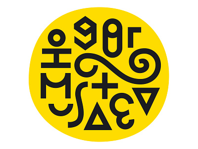Logo black lettering logo mustaev typography yellow