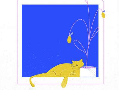 quarantine • fifth shot adobe cat illustration lemon pastel photoshop quarantine window