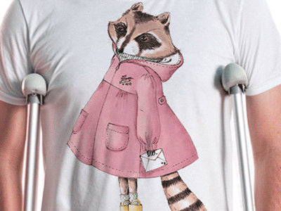 Mail-raccoon t-shirt misterdressup print raccoon t shirt
