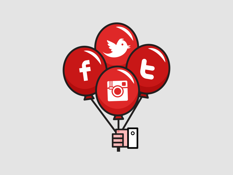 Collector Icon ballons facebook flat icon instagram outline reader red social network tumblr twitter