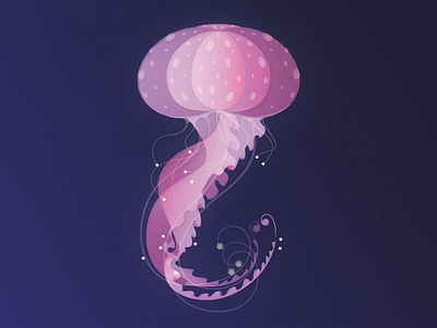 J as Jellyfish artwork dark fish illustration j jellyfish neon pink sea