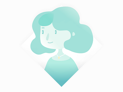 Lady Green character flat gradient graphic illustration placeholder profile