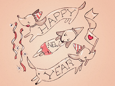 Happy New Year! 2012 2013 happy new year happy new years ink sausage dog year
