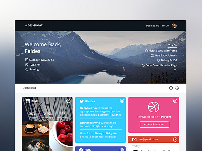 Personal Dashboard clean dashboard debut feides flat personal player site ui user interface ux website