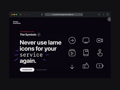 The Symbols Landing Page book camera icon pack icons landing page media