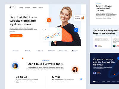 Live Chat Landing Page chat chat bot chat platform dashboard landing landing page live chat meeting messenger platform reviews saas saas site sell subscription video call video conference web web app website
