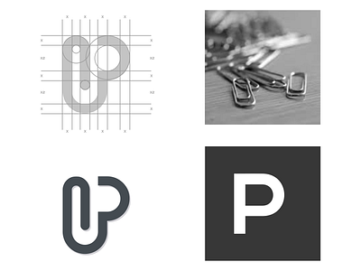 P + Papper Clips brand identity busines card coreldraw crfeative grid logo