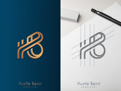 HB For Hustle Benit Approved artwork brand identity branding busines card company consulting coreldraw crfeative forsale grid illustration logo monogram monoline sketch