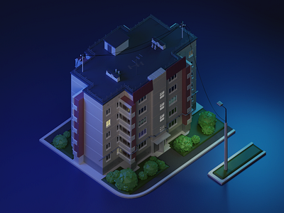 5 story 3d 3d art apartment blender3d buildings isometric isometry low poly orthographic