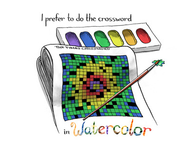 I prefer to do the crossword in watercolor acrylic paint crossword puzzle illustration ink watercolor