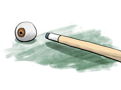 "Recommended" viewing. acrylic paint billiards eyeball illustration ink