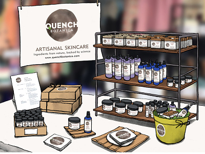 Quench Botanica art direction graphic design label logo skincare visual identity