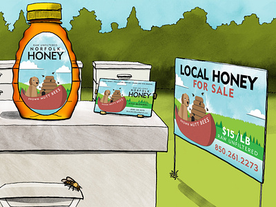 Brown Mutt Bees art direction bee graphic design honey illustration product sketch visual identity