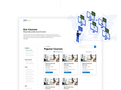 Eln branding class courses design digital e learning map mobile online learning our courses responsive search section shot students teacher typography ui ux world