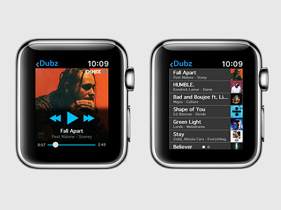 Dubz Apple Smart Watch Music Player UI