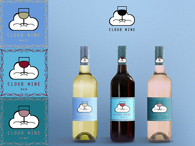 Cloud Wine Mock Label Design alcohol bottle brand branding design drink graphic label logo wine