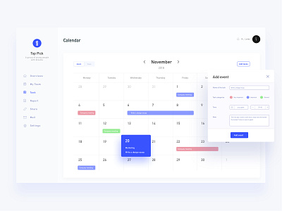 Team management dashboard