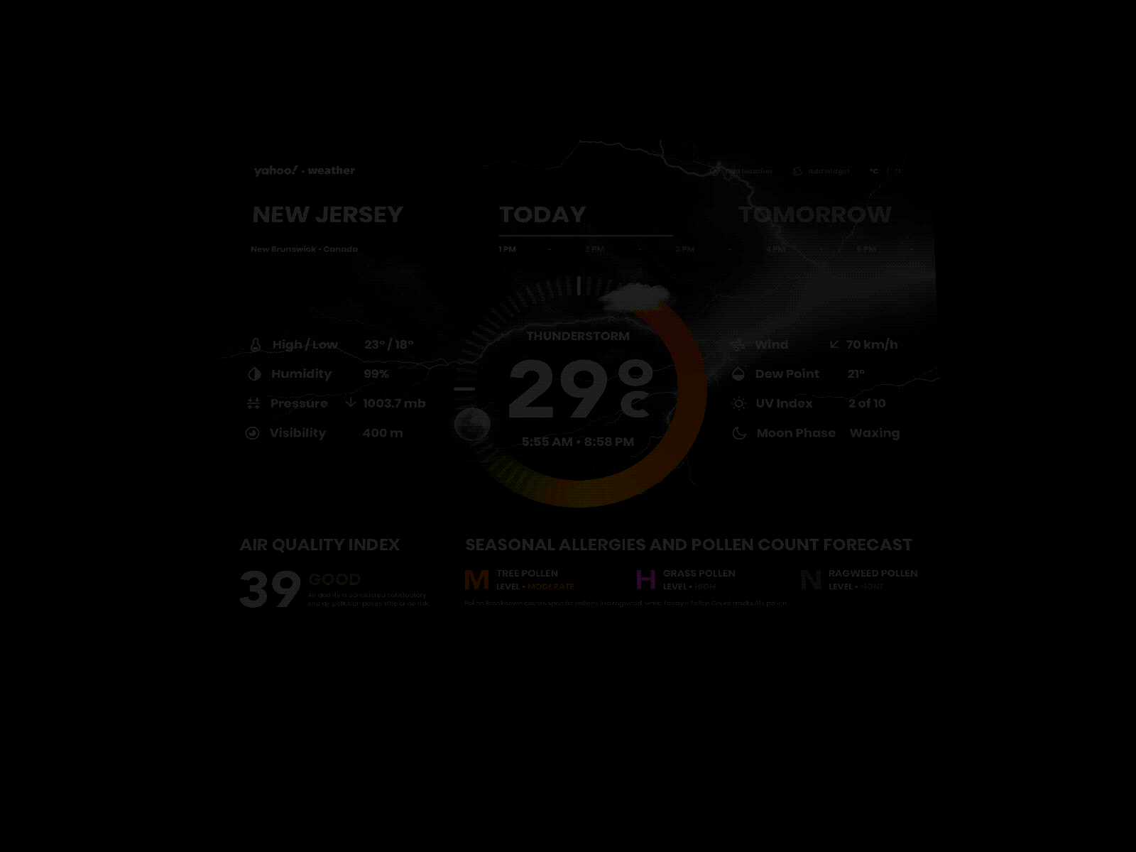 «Yahoo». Weather App air concept deep health index inspiration ios ipad moon storm today ui uidesign user experience user interface ux uxdesign weather weather app yahoo