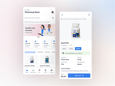 Pharmacy Store 🏬 app design flat minimal pharmacy ui