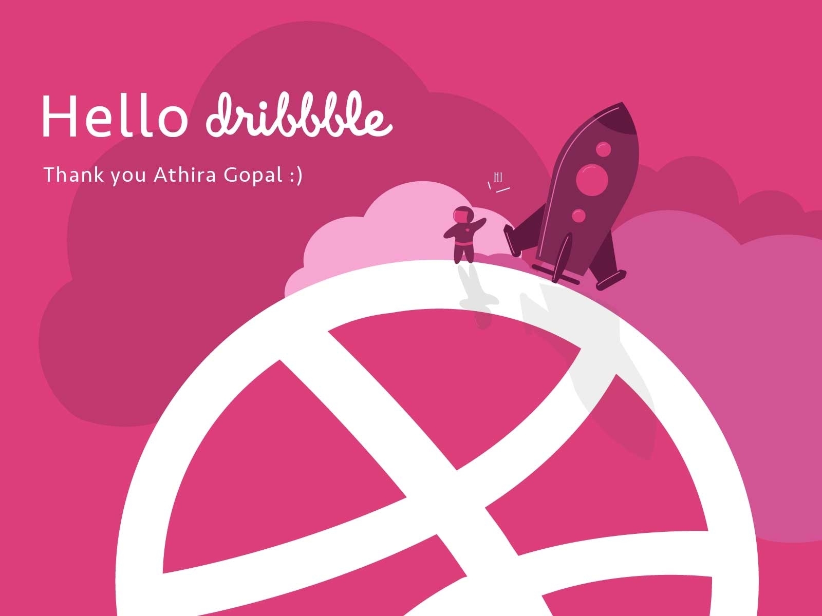 Hello Dribbble first fresh design hello hello dribbble illustration shot thank you thankful
