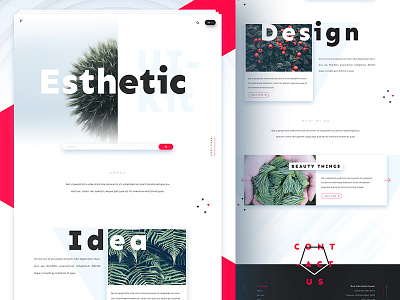 Esthetic UI Kit - Homepage landing material minimal modern photoshop psd sketch ui uikit ux web webdesign