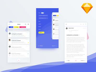 Mail client app (.sketch) android app client email free freebie ios mail mailbox material mobile sketch