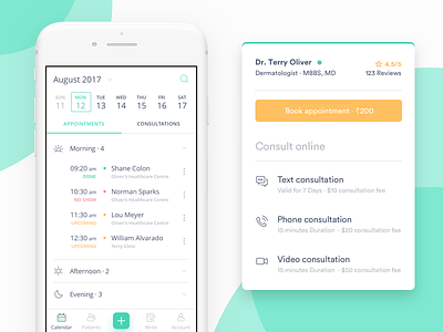 Calendar for Doctor android app appointments booking calendar doctor events ios manage schedule