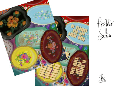 Trays and biscuits digital painting