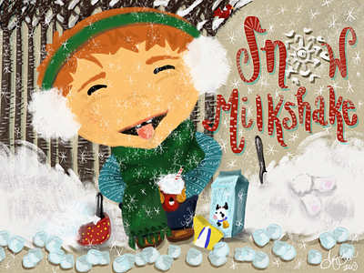 Snow Milkshake drink holiday illustration kids winter