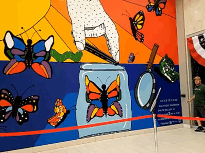 Augmented Reality Mural - Release the Beauty of Life animation artivive augmentedreality butterflies illustration mural procreate