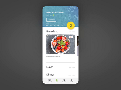 Diet Manager animation design diet food manager mobile order transition ui ux