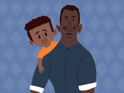 Happy Father's Day black black man boy character character design children drawing father and son fathers day hand drawn handdrawn illustration man parent parents people procreate